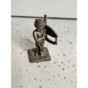 Vintage Selangor Pewter Boy with Kite Figurine Metal Sculpture Decor‎